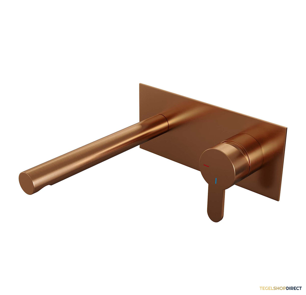 Inbouw Wastafelmengkraan Brauer Copper Edition Coldstart Rechte Uitloop Korte Platte Hendel Rechts Geborsteld Koper PVD Met Afdekplaat