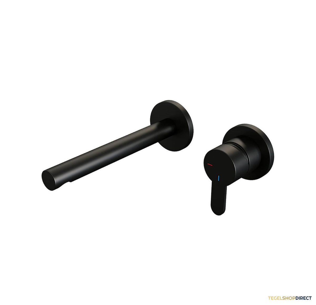 Inbouw Wastafelmengkraan Brauer Black Edition Coldstart Rechte Uitloop Korte Platte Hendel Rechts Mat Zwart Met Rozetten