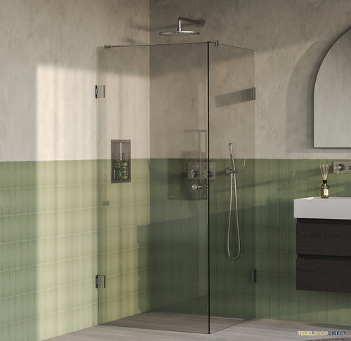 BRAUER Void Carving douchecabine met draaideur helder glas 90x90x200 incl. glascoating PVD RVS-kleurig geborsteld