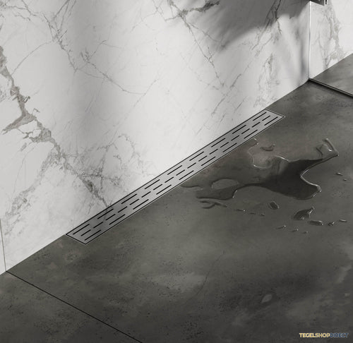 Douchegoot Brauer WallDrain RVS Geborsteld Muur Montage 80x7 cm Inclusief Standaard Rooster