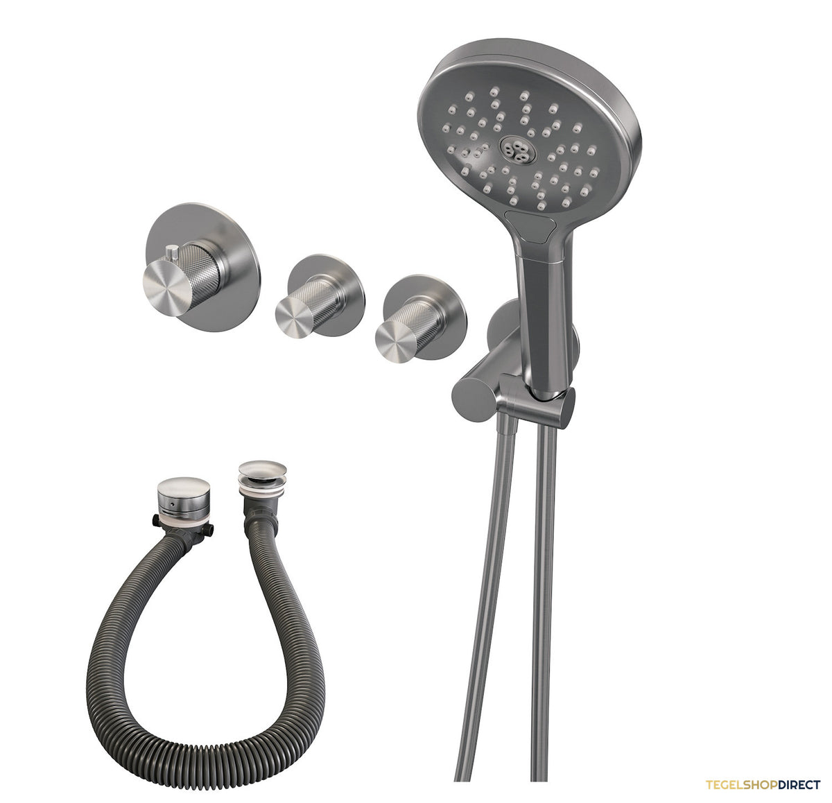 Inbouwthermostaat set Brauer Carving Incl Badafvoer Geborsteld RVS (Keuze Handdouche) – afbeelding 5