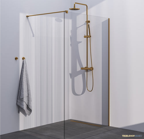 BRAUER Season inloopdouche model C helder glas 120x200 incl. glascoating goud geborsteld