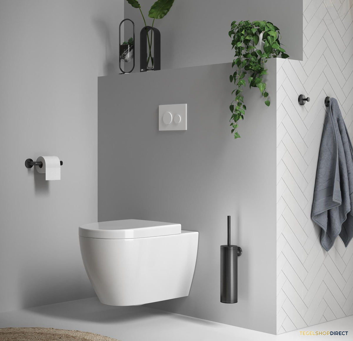 Toiletaccessoire Set Brauer Gunmetal 3-in-1 met PVD coating Geborsteld Gunmetal – afbeelding 2