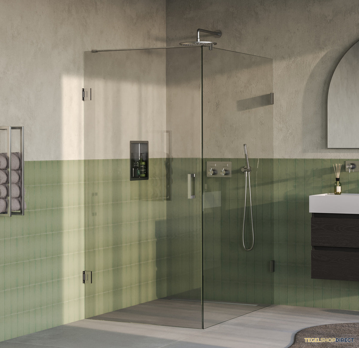 BRAUER Void douchecabine met draaideur helder glas 90x140x200 incl. glascoating PVD RVS-kleurig geborsteld