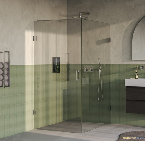 BRAUER Void douchecabine met draaideur helder glas 90x140x200 incl. glascoating PVD RVS-kleurig geborsteld
