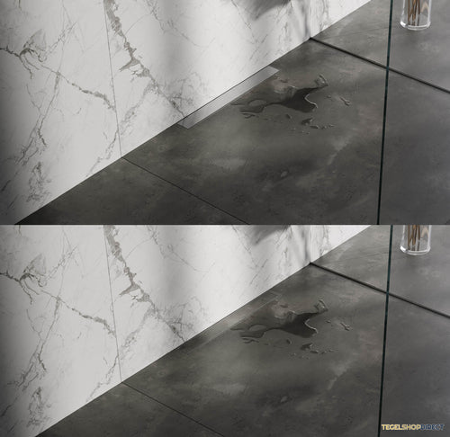 Douchegoot Brauer Geborsteld RVS Muur Montage Inclusief Vloerflens 60x7 cm Zero Tegelinlegrooster Omkeerbaar