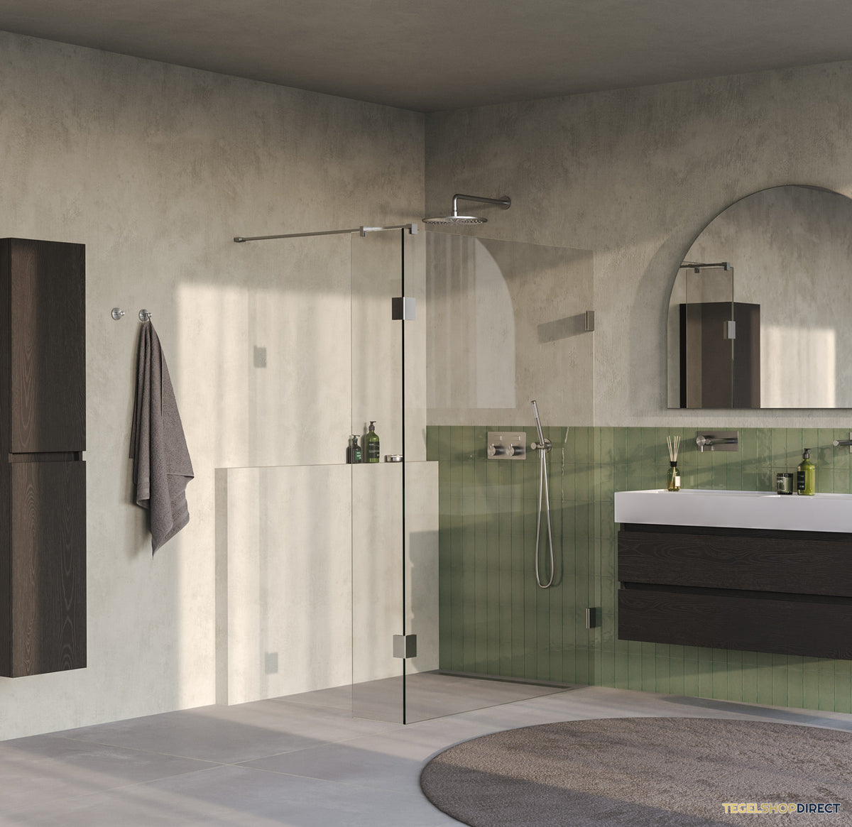 BRAUER Void inloopdouche helder glas 140x200 met 30 zijwand incl. glascoating PVD RVS-kleurig geborsteld – afbeelding 2