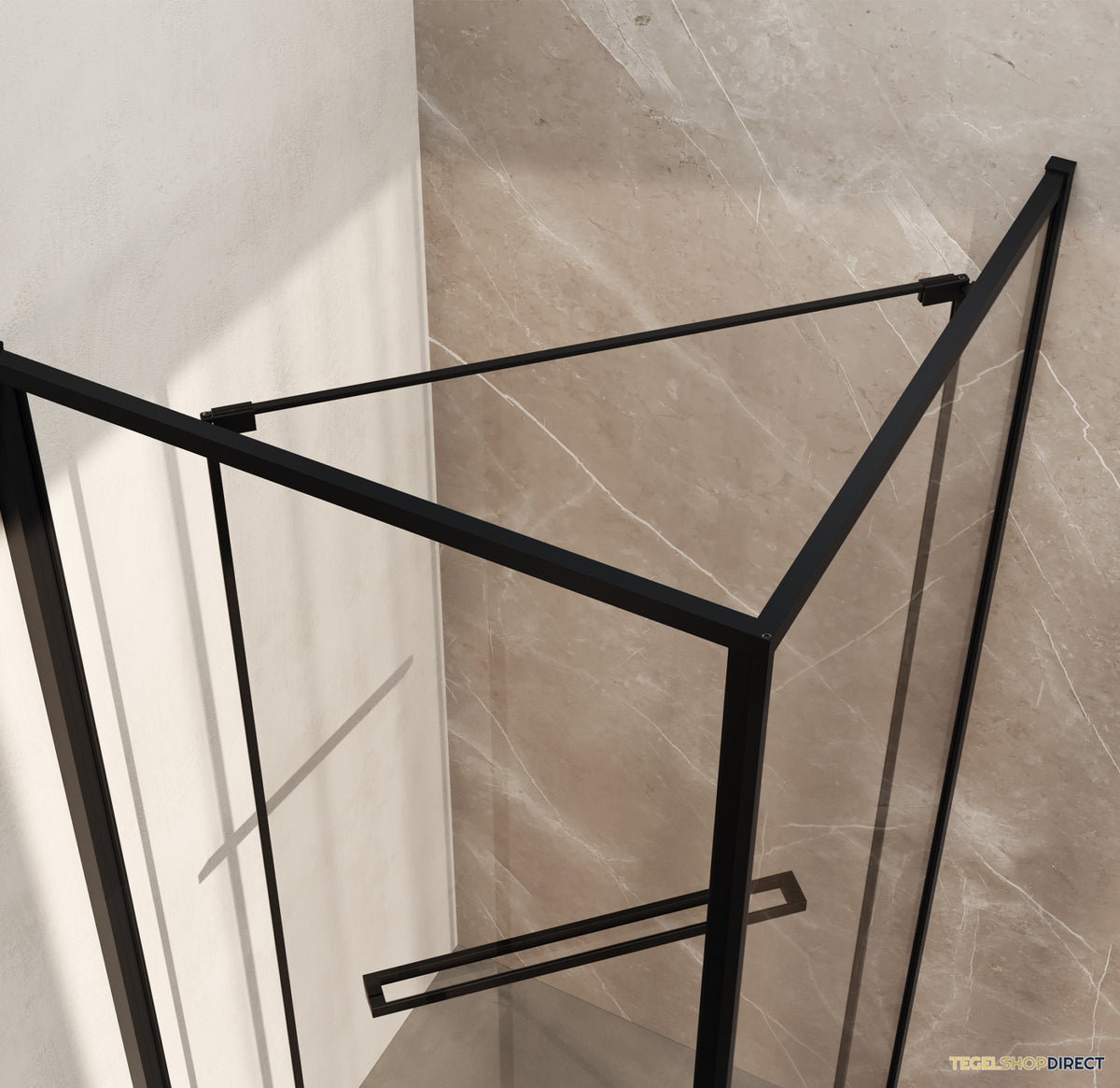 BRAUER Luminis Douchecabine 2-Delig Naar Binnen Draaiend 90x90x200 Omkeerbaar Helder Glas Incl. Glascoating Mat Zwart – afbeelding 5