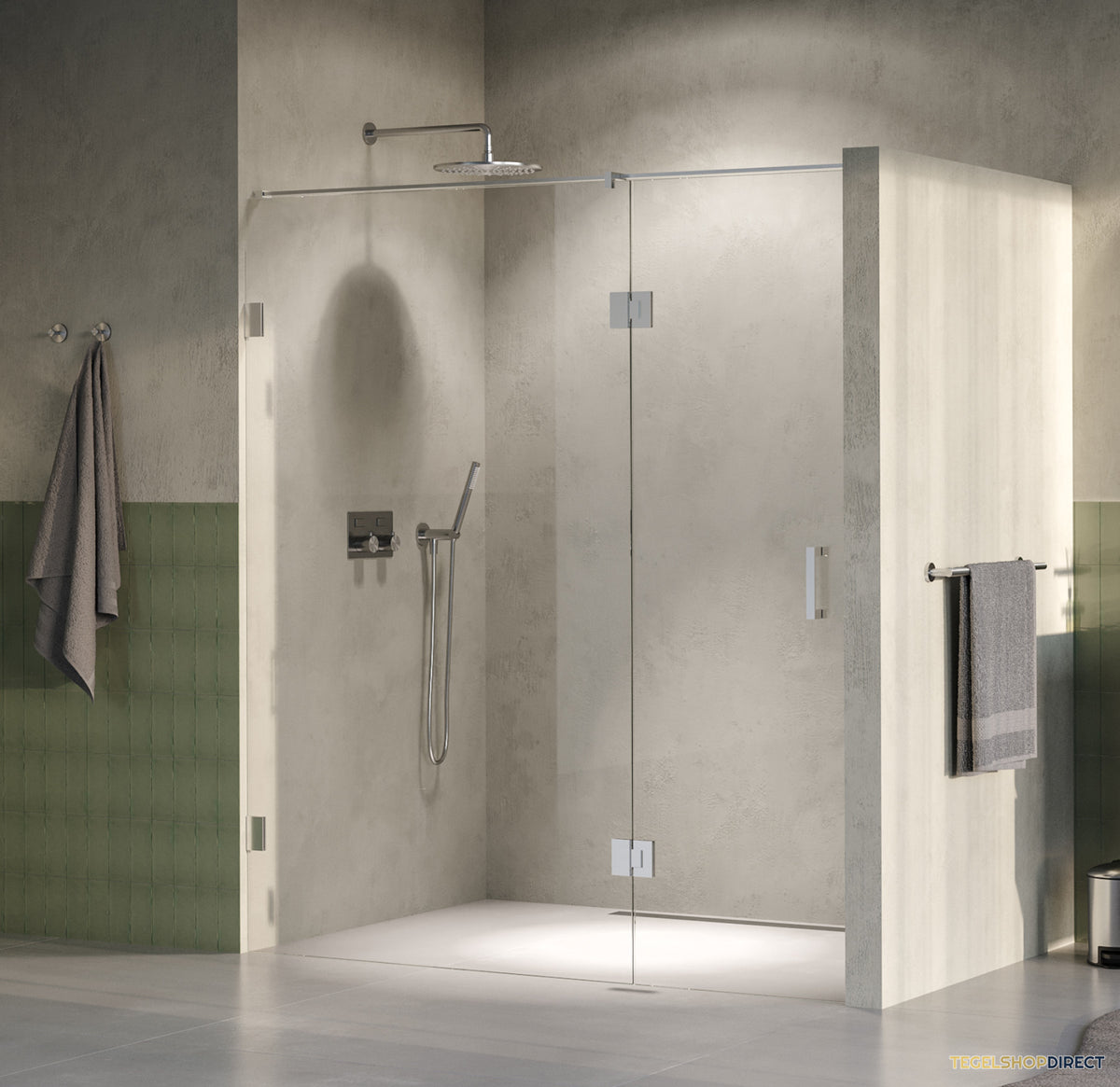 BRAUER Void nisdeur 2-delig helder glas 180x200 omkeerbaar met draaideur 70 aan glas incl. glascoating PVD RVS-kleurig