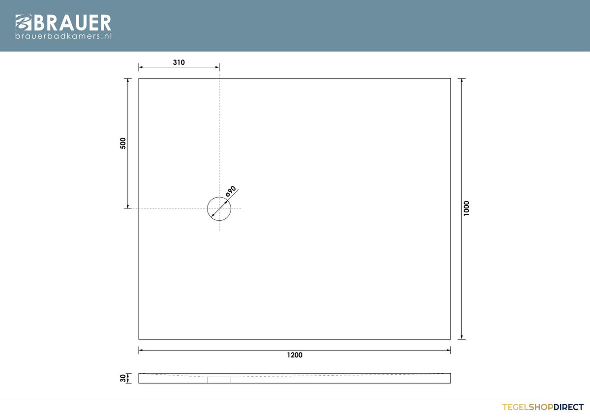 BRAUER Douchebak Asteroid 100x120 incl. antislip en antibacterieel mineraalmarmer mat wit – afbeelding 9