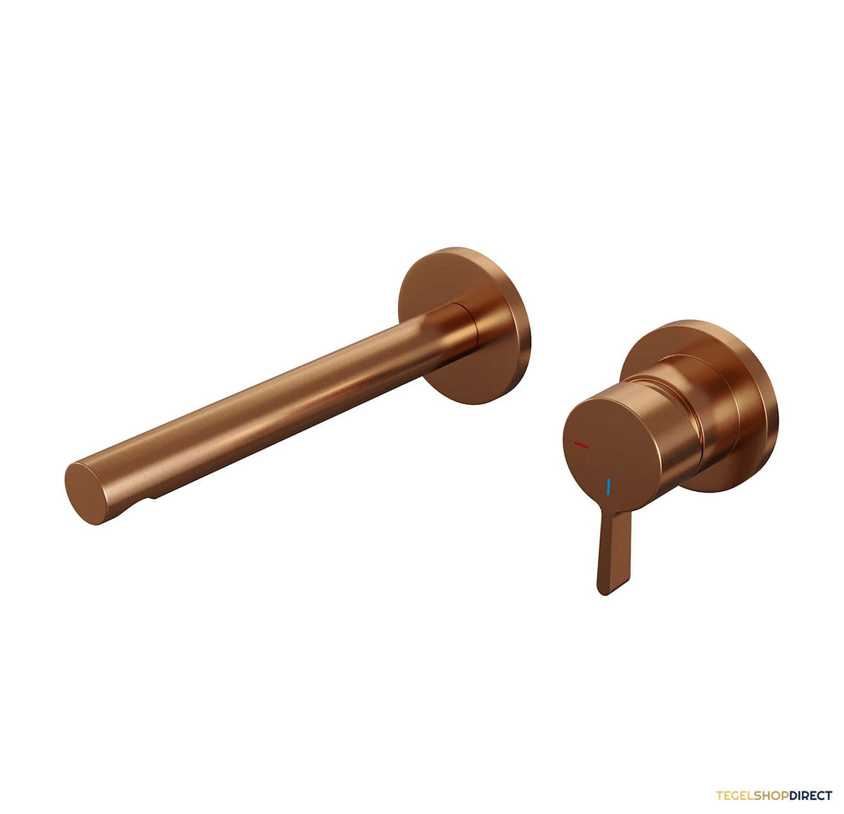 Inbouw Wastafelmengkraan Brauer Copper Edition Coldstart Rechte Uitloop Halfronde Hendel Rechts Geborsteld Koper PVD Met Rozetten