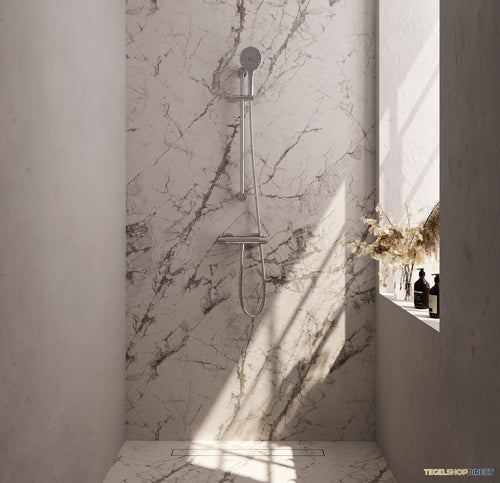 Douchekraanset Brauer Chrome Carving Opbouw Met Glijstang En Ronde Handdouche Chroom