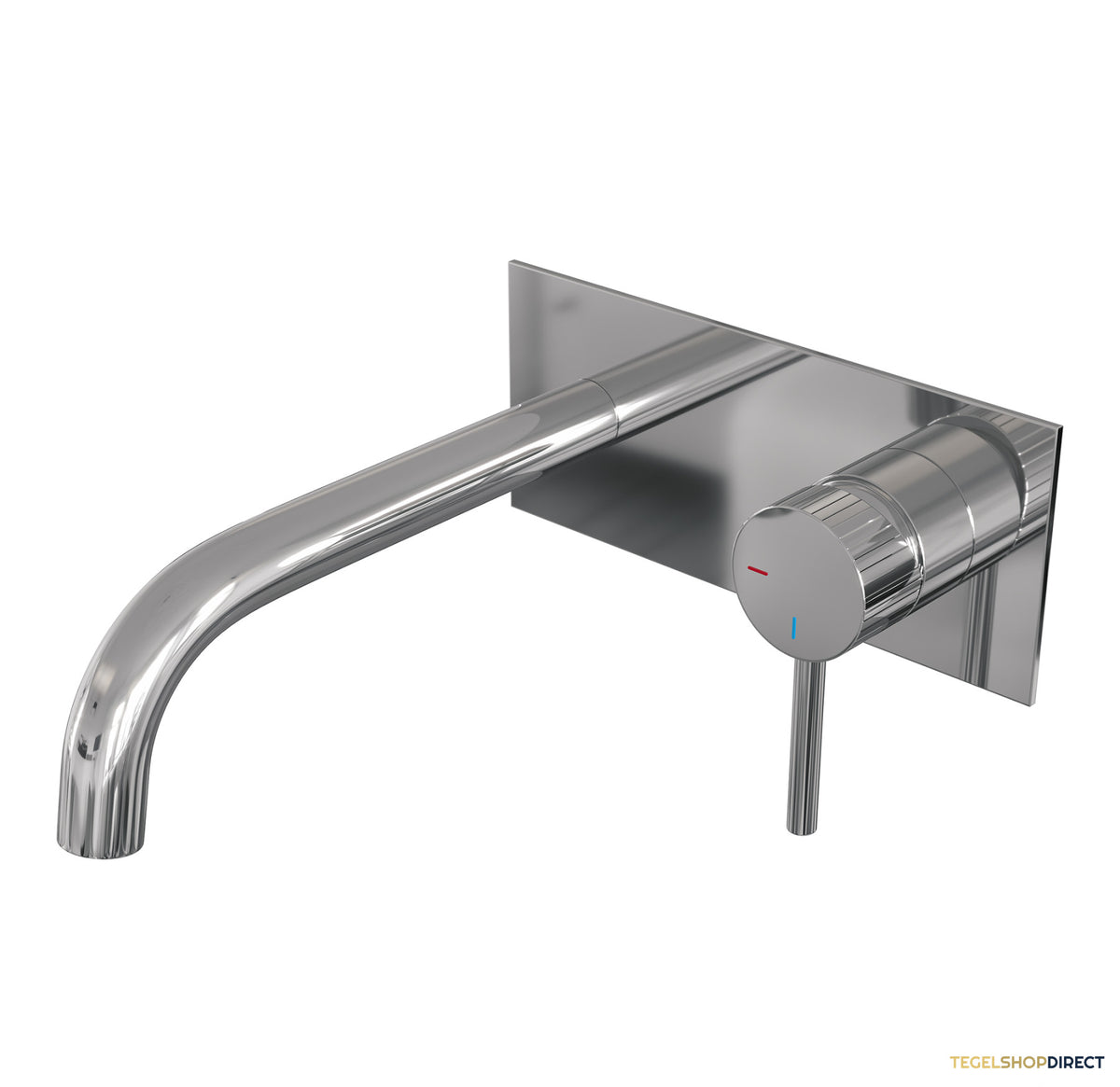 Brauer Stripe inbouw wastafelmengkraan met gebogen uitloop en afdekplaat model A1 chroom