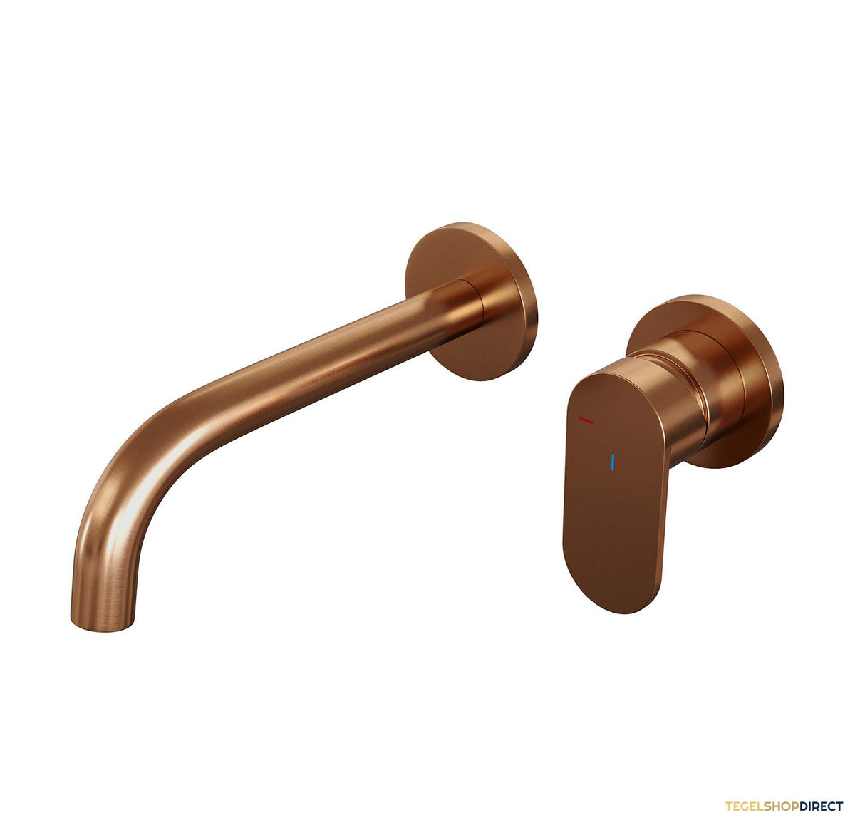 Inbouw Wastafelmengkraan Brauer Copper Edition Coldstart Gebogen Uitloop Platte Hendel Rechts Geborsteld Koper PVD Met Rozetten