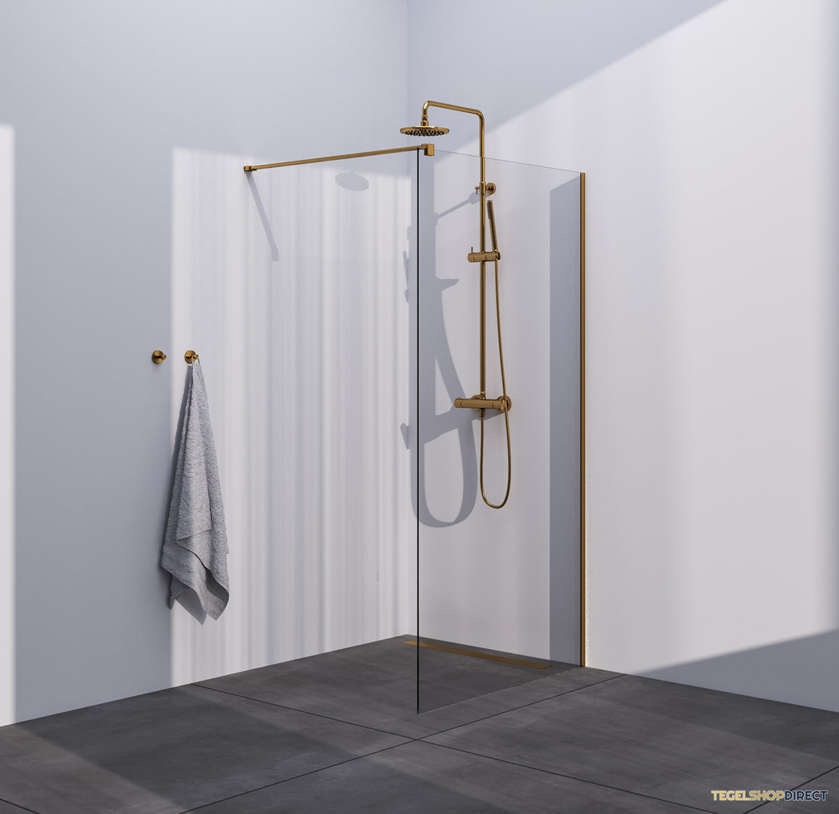 BRAUER Season inloopdouche model C helder glas 110x200 incl. glascoating goud geborsteld – afbeelding 2