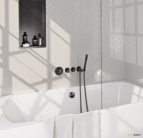 Inbouwthermostaatset Brauer Gunmetal Carving Incl Staafhanddouche En Badafvoer Geborsteld Gunmetal