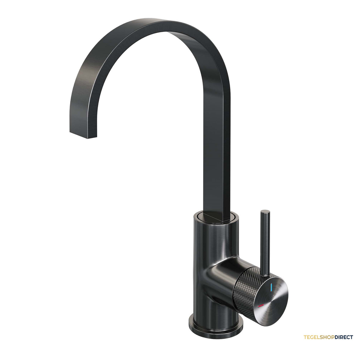 Wastafelmengkraan Brauer Gunmetal Carving Coldstart Opbouw Hoog Plat Gebogen Ronde Hendel Geborsteld Gunmetal PVD
