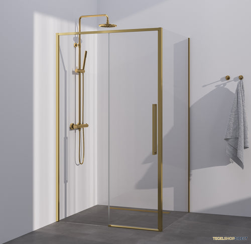 BRAUER Season douchecabine model B met schuifdeur helder glas 120x90x200 omkeerbaar incl. glascoating Season-Goud
