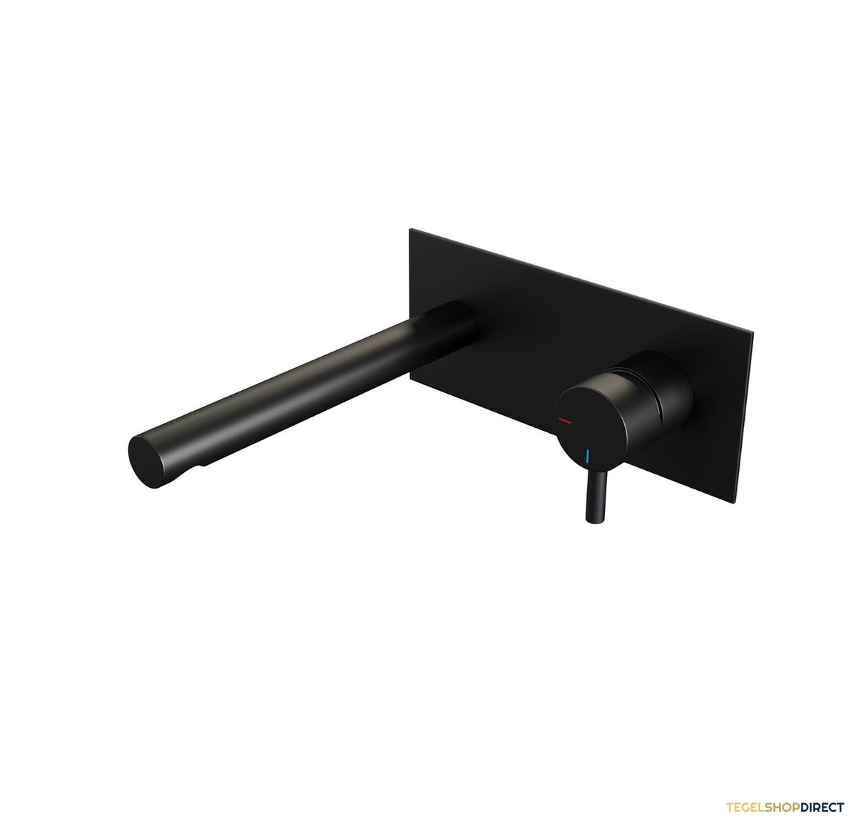 Inbouw Wastafelmengkraan Brauer Black Edition Coldstart Rechte Uitloop Korte Ronde Hendel Rechts Mat Zwart Met Afdekplaat