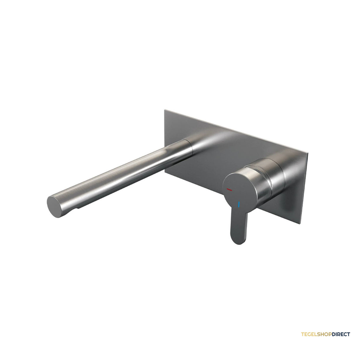 Inbouw Wastafelmengkraan Brauer Brushed Edition Coldstart Rechte Uitloop Korte Platte Hendel Rechts Geborsteld RVS PVD Met Afdekplaat