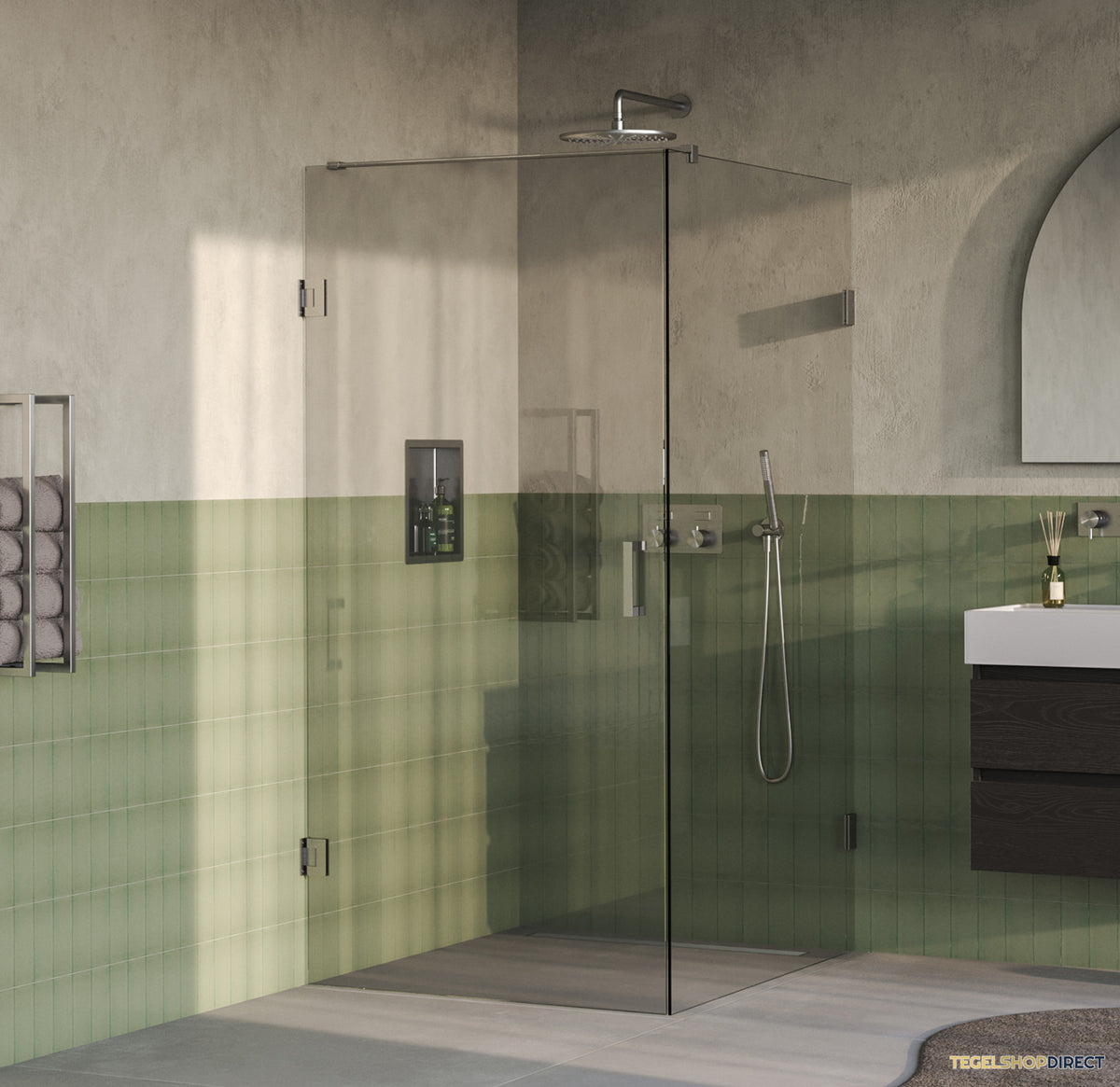 BRAUER Void douchecabine met draaideur helder glas 90x120x200 incl. glascoating PVD RVS-kleurig geborsteld