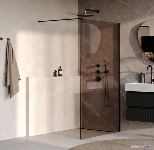 BRAUER Oblivion inloopdouche brons glas 120x200 incl. glascoating mat zwart