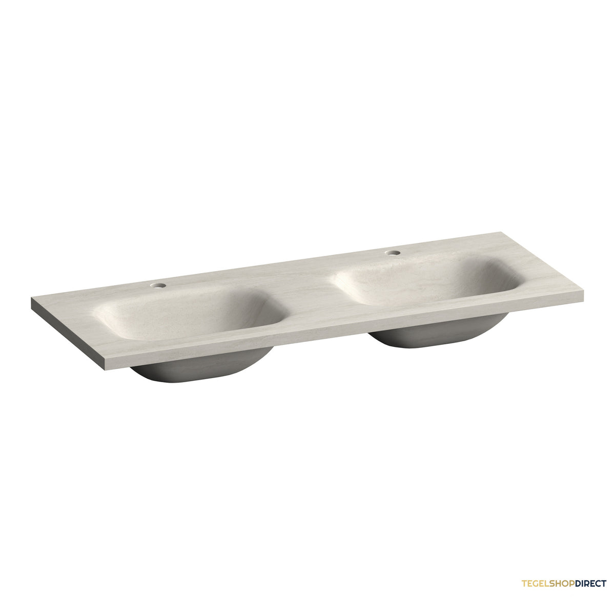 BRAUER Dune Medium wastafel 120 cm met 2 wasbakken en 2 kraangaten Sintered Stone Ivory Travertin – afbeelding 3
