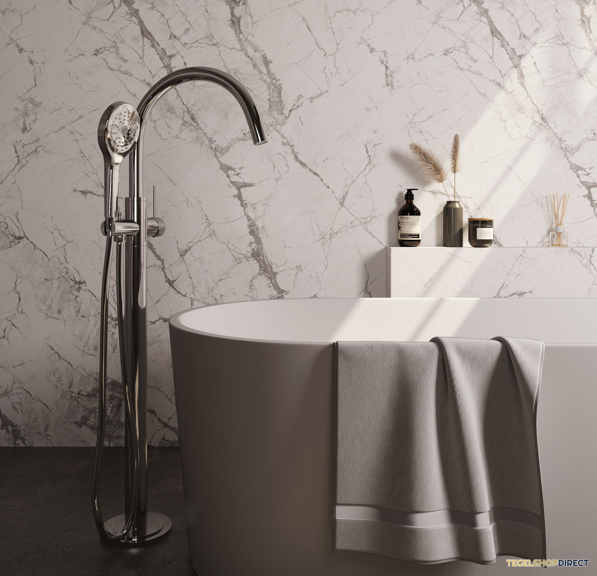 Badkraan Vrijstaand Brauer Chrome Carving met Handdouche 3-Standen Chroom