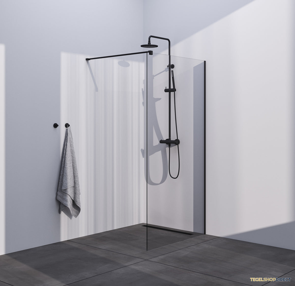 BRAUER Season inloopdouche model C helder glas 100x200 incl. glascoating mat zwart – afbeelding 2