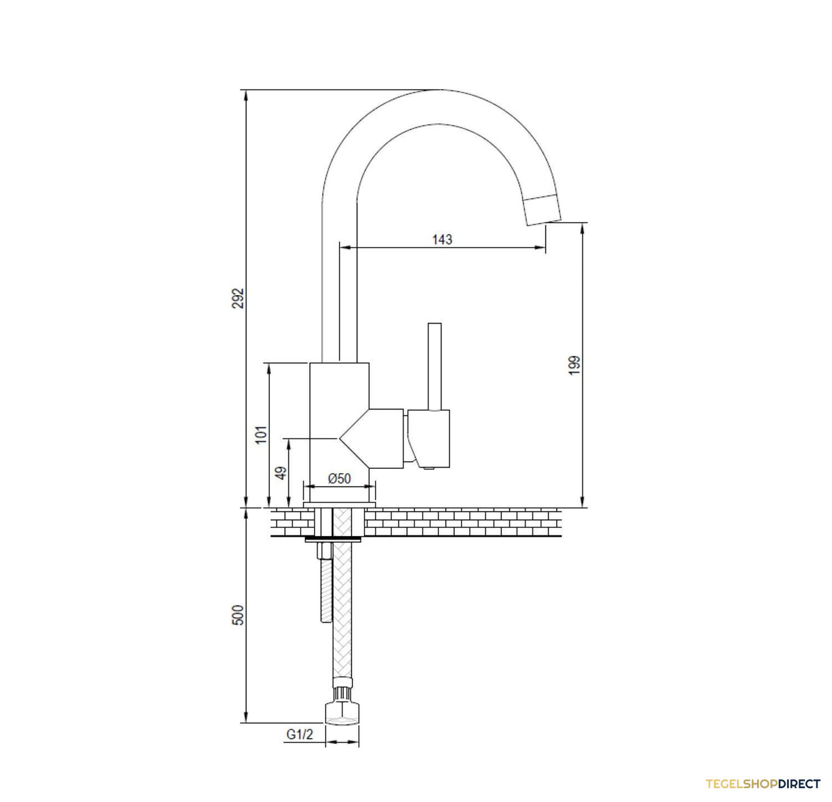 Wastafelmengkraan Brauer Brushed Edition Coldstart Opbouw Hoog Gebogen Ronde Hendel Geborsteld RVS PVD – afbeelding 4
