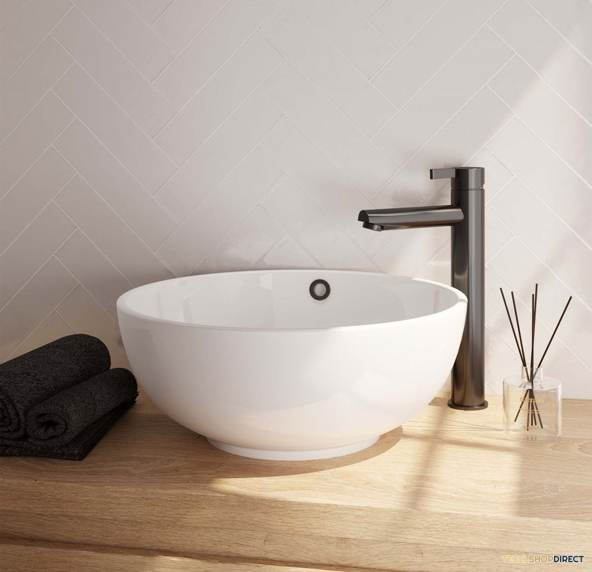 Wastafelmengkraan Brauer Gunmetal Edition Coldstart Opbouw Hoog Halfronde Hendel Geborsteld Gunmetal PVD – afbeelding 2