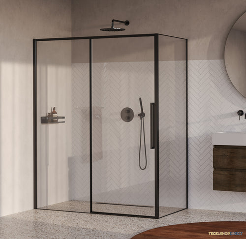 BRAUER Galactic Douchecabine Met Schuifdeur 160x90x200 Omkeerbaar Helder Glas Incl. Glascoating PVD Gunmetal Geborsteld