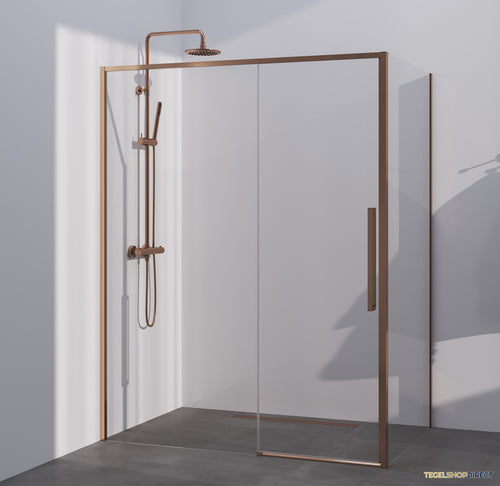 BRAUER Season douchecabine model B met schuifdeur helder glas 140x100x200 omkeerbaar incl. glascoating Season-Koper