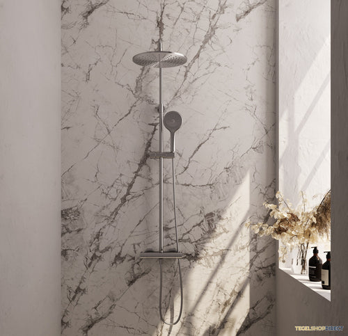 Regendouche Brauer Brushed Showerpipe Met Thermostaat 30cm 3 Standen Geborsteld RVS