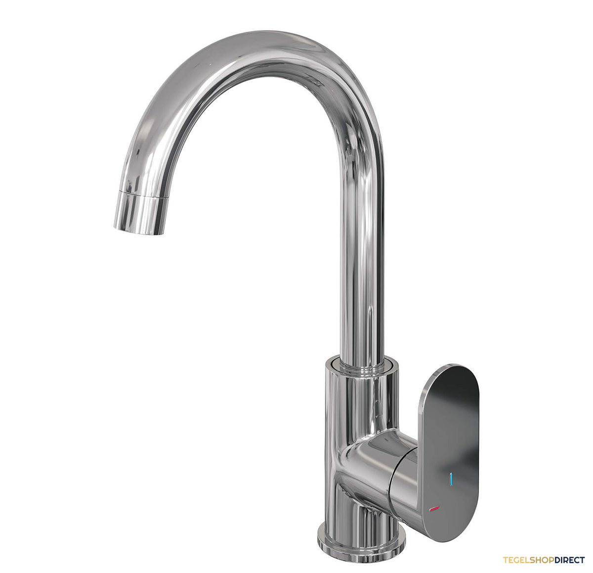 Wastafelmengkraan Brauer Chrome Edition Coldstart Opbouw Hoog Gebogen Platte Hendel Chroom