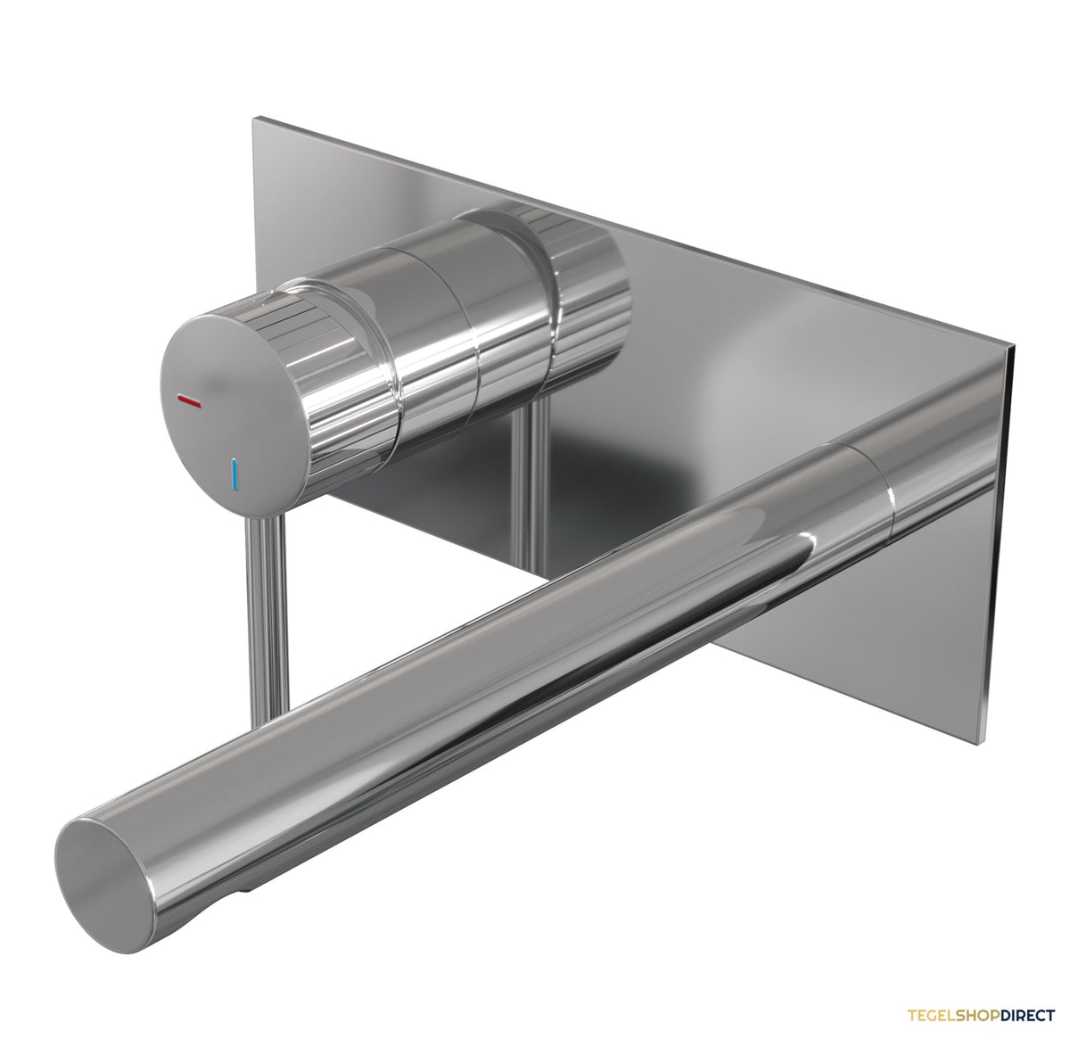 Brauer Stripe inbouw wastafelmengkraan met rechte uitloop en afdekplaat model A2 chroom