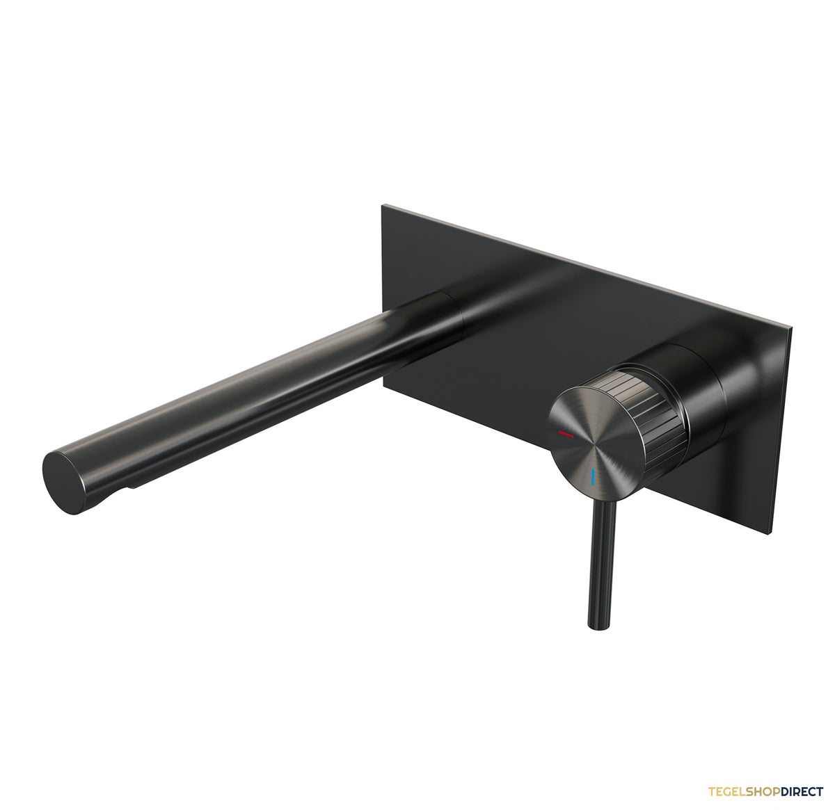 Brauer Stripe inbouw wastafelmengkraan met rechte uitloop en afdekplaat model A1 gunmetal geborsteld PVD
