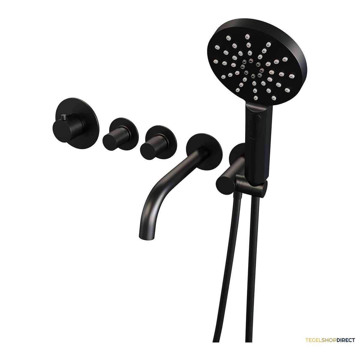 Inbouwthermostaatset Brauer Black Carving Incl Baduitloop en 3 Standen Handdouche Mat Zwart – afbeelding 2