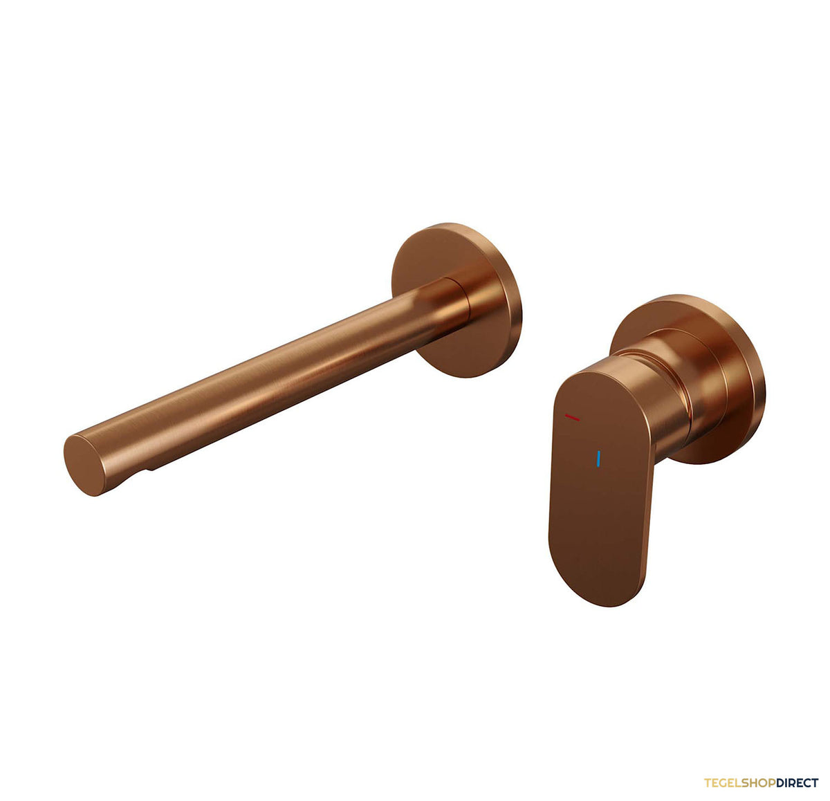 Inbouw Wastafelmengkraan Brauer Copper Edition Coldstart Rechte Uitloop Platte Hendel Rechts Geborsteld Koper PVD Met Rozetten