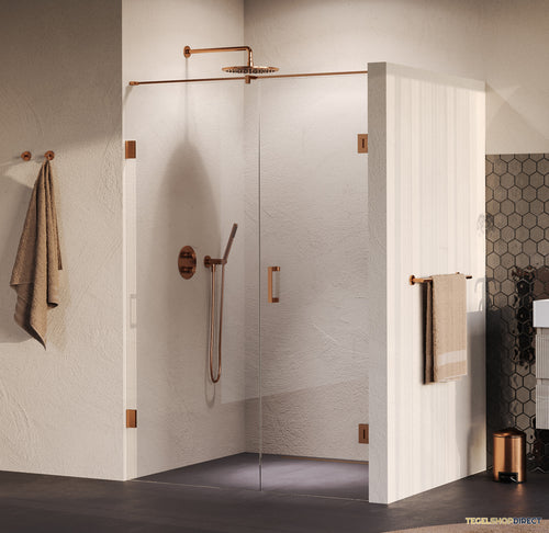 BRAUER Void nisdeur 2-delig helder glas 140x200 omkeerbaar met draaideur 70 aan muur incl. glascoating PVD koper