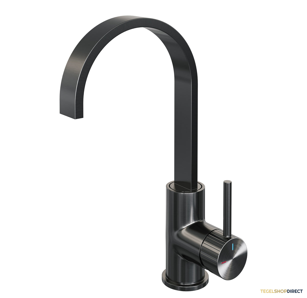 Brauer Stripe hoge opbouw wastafelmengkraan met draaibare platte uitloop model A gunmetal geborsteld PVD