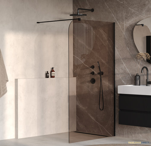 BRAUER Orion inloopdouche brons glas 120x200 incl. glascoating Mat Zwart