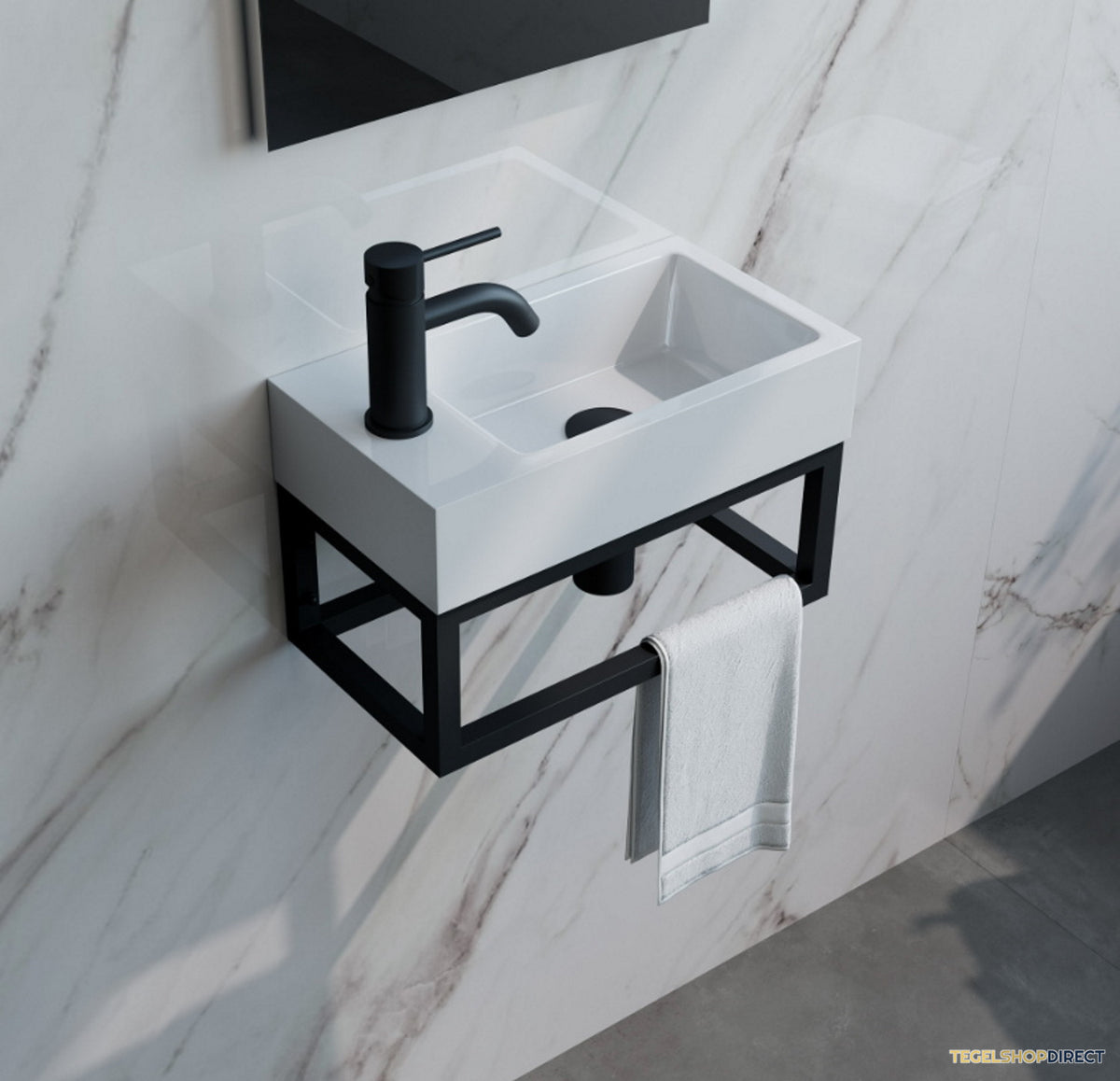 Fonteinset Brauer Black Edition 40x22cm Wit Incl. Toebehoren en Frame Mat Zwart