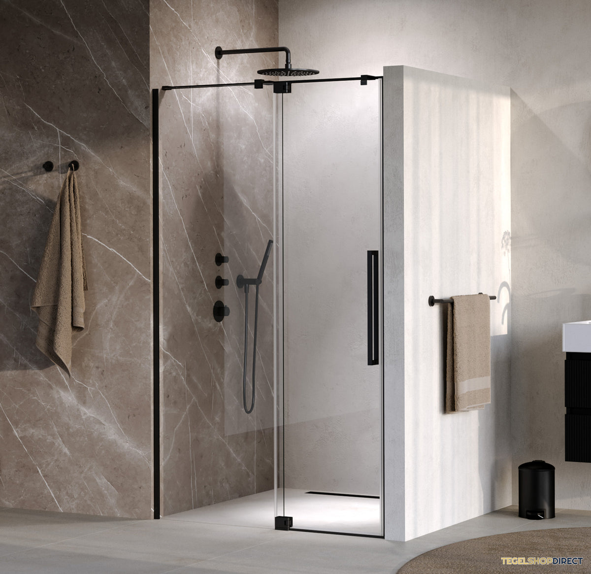 BRAUER Stellar nisdeur 2-delig draaiend helder glas 120x200 omkeerbaar incl. glascoating mat zwart