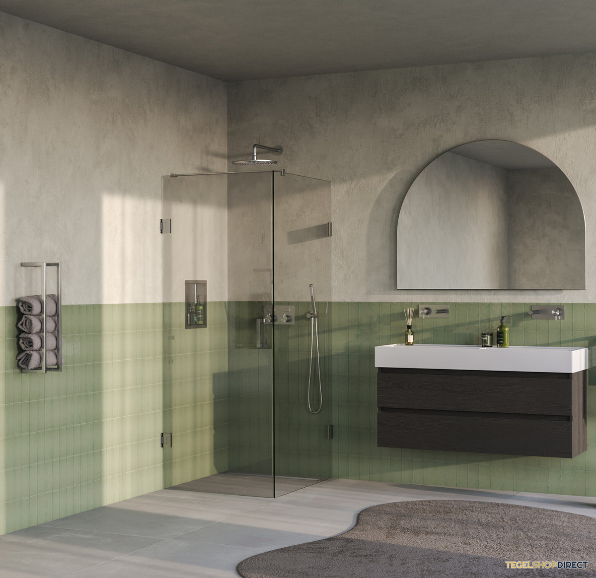 BRAUER Void douchecabine met draaideur helder glas 80x100x200 incl. glascoating PVD RVS-kleurig geborsteld – afbeelding 2