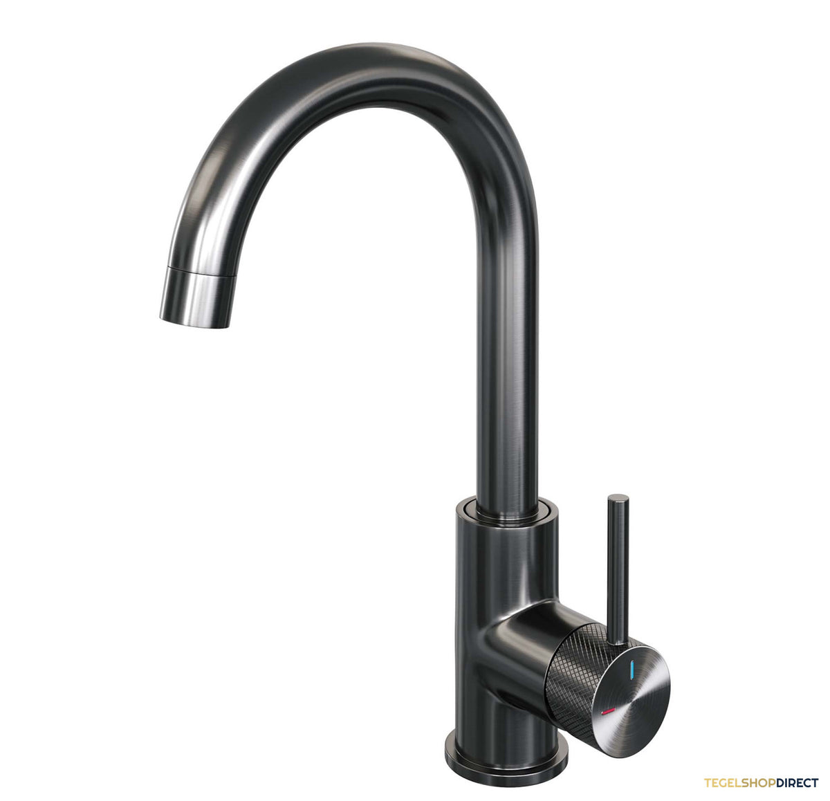 Wastafelmengkraan Brauer Gunmetal Carving Coldstart Opbouw Hoog Gebogen Ronde Hendel Geborsteld Gunmetal PVD