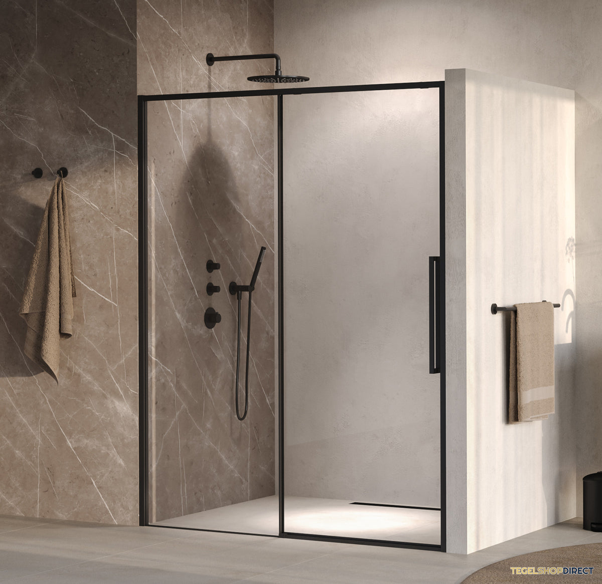 BRAUER Galactic Nisdeur 2-Delig Schuif 160x200 Omkeerbaar Helder Glas Incl. Glascoating Mat Zwart