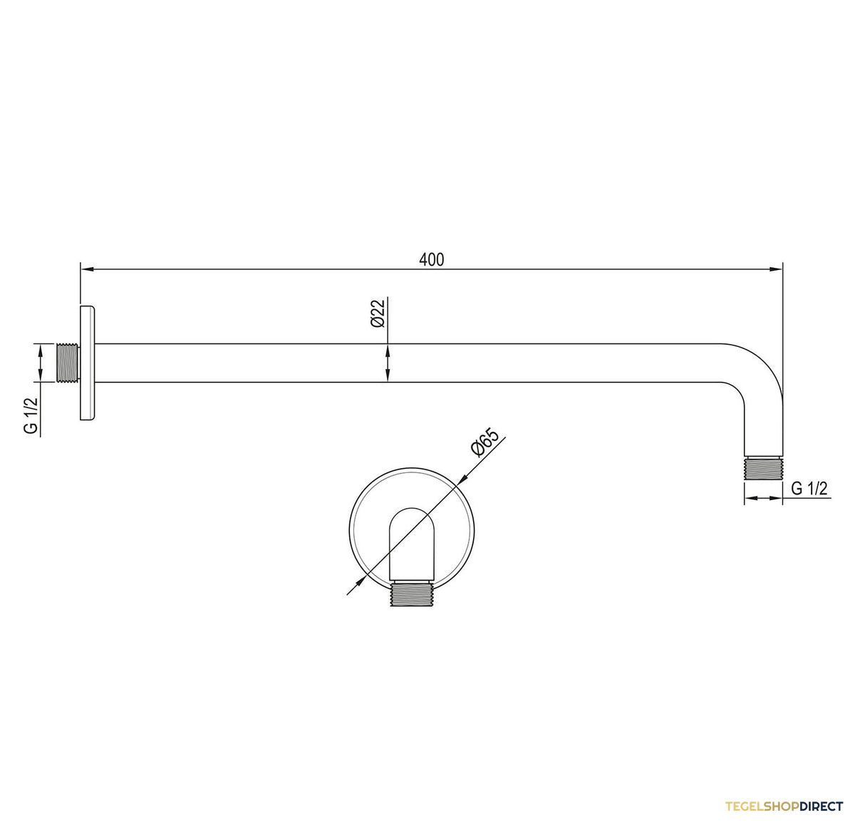 Wandarm Brauer Gunmetal Edition Gebogen 40 cm Geborsteld Gunmetal – afbeelding 2