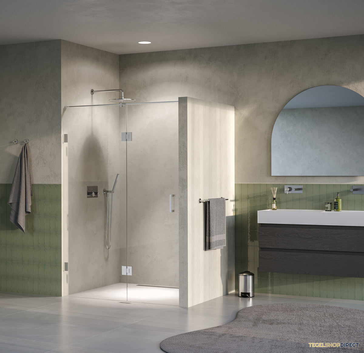 BRAUER Void nisdeur 2-delig helder glas 130x200 omkeerbaar met draaideur 60 aan glas incl. glascoating PVD RVS-kleurig – afbeelding 2