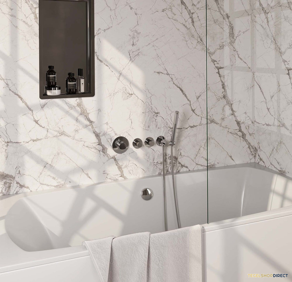 Inbouwthermostaatset Brauer Chrome Carving Incl Staafhanddouche En Badafvoer Chroom